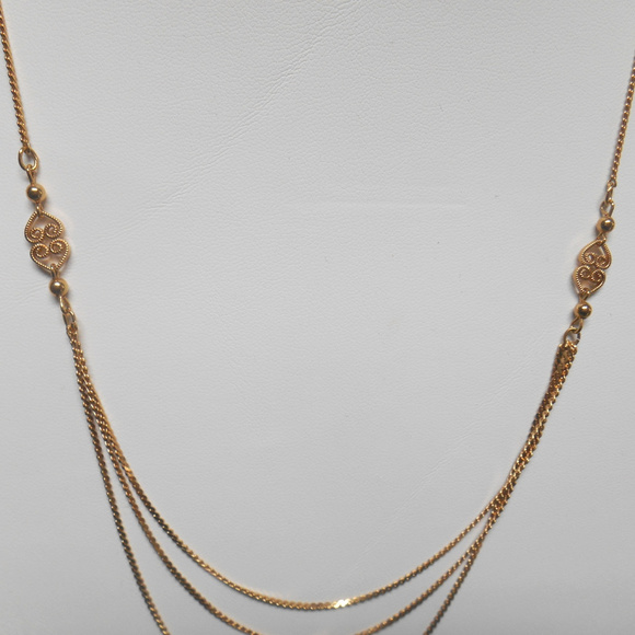 Artistry gold tone triple chain bottom necklace - Picture 2 of 5